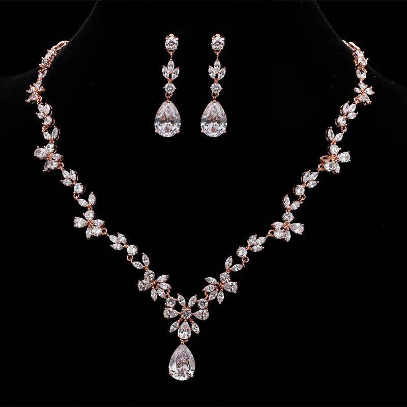 Elegant Crystal Water Drop Wedding Jewelry Sets