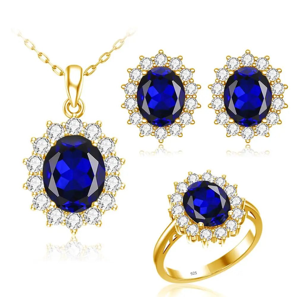 14K Gold Sapphire Jewelry Set for Women