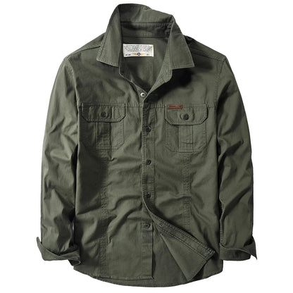 Men's Oversized Black Linen Tactical Shirt