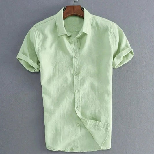 Men's Casual Short Sleeve Linen Shirt
