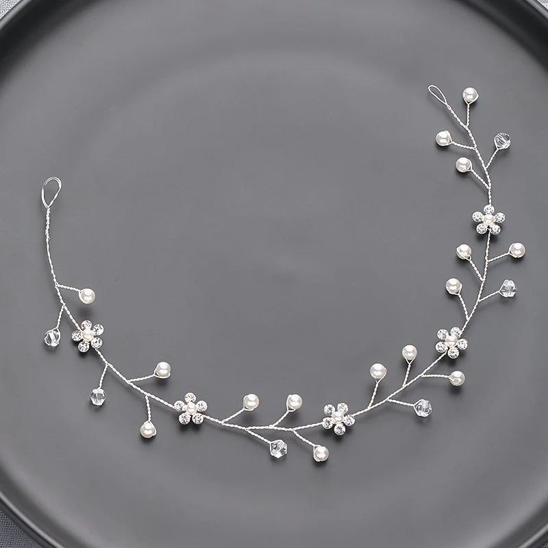 Handmade Silver Pearl Hair Bands for Weddings