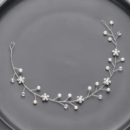 Handmade Silver Pearl Hair Bands for Weddings