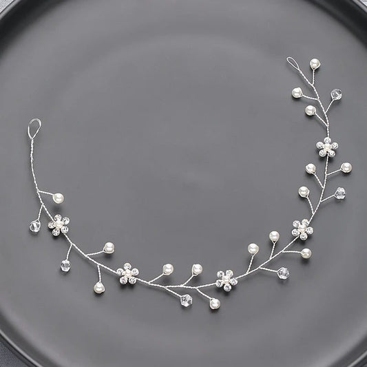 Handmade Silver Pearl Hair Bands for Weddings