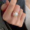 Luxury Micro Pave Pearl Flower Twist Ring