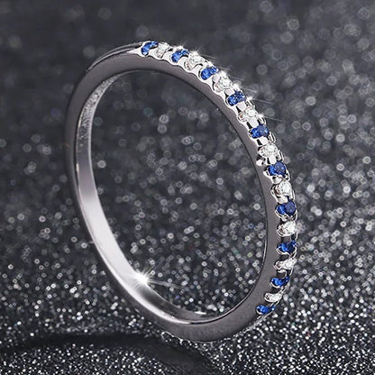 Natural Sapphire Engagement Ring in Sterling Silver