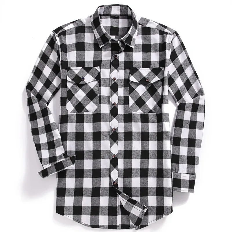 Men's Flannel Plaid Button-Up Shirt - Fall
