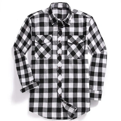 Men's Flannel Plaid Button-Up Shirt - Fall