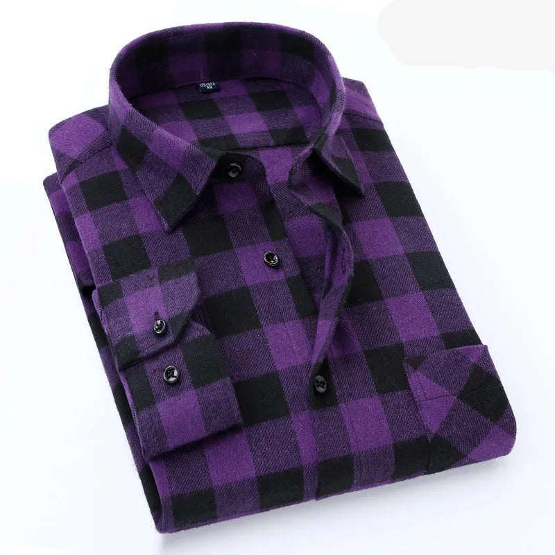 Men's Flannel Plaid Shirt for Autumn 2024