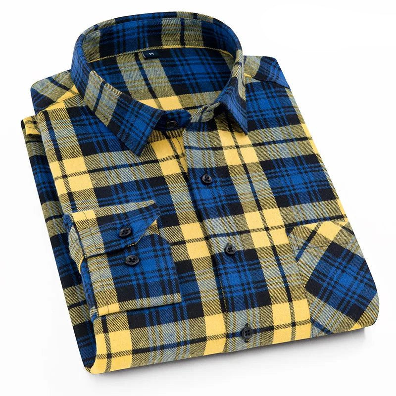 Men's Flannel Plaid Shirt for Autumn 2024