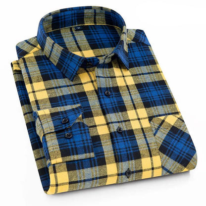 Men's Flannel Plaid Shirt for Autumn 2024