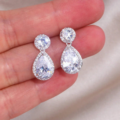 Elegant Water Drop Zirconia Earrings for Weddings