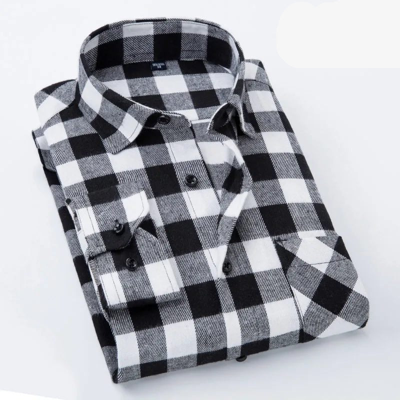 Men's Flannel Plaid Shirt for Autumn 2024