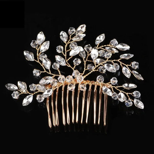 Elegant Floral Crystal Pearl Wedding Hairpin