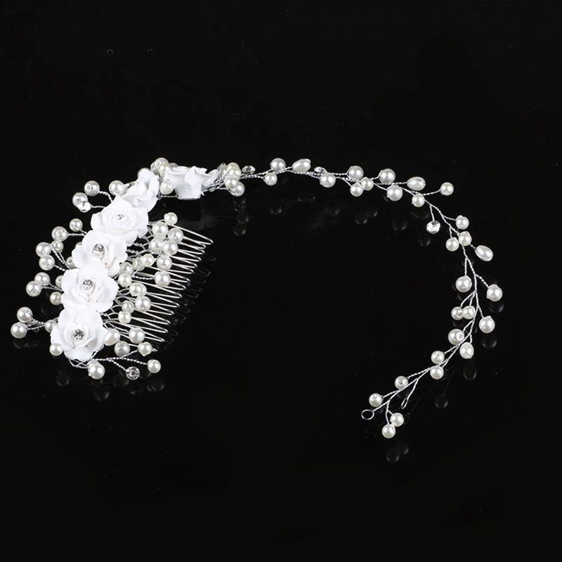 Elegant Floral Crystal Pearl Wedding Hairpin