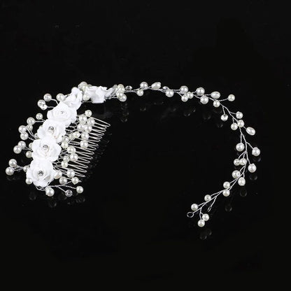 Elegant Floral Crystal Pearl Wedding Hairpin