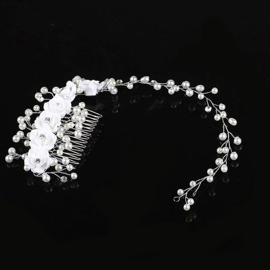 Elegant Floral Crystal Pearl Wedding Hairpin
