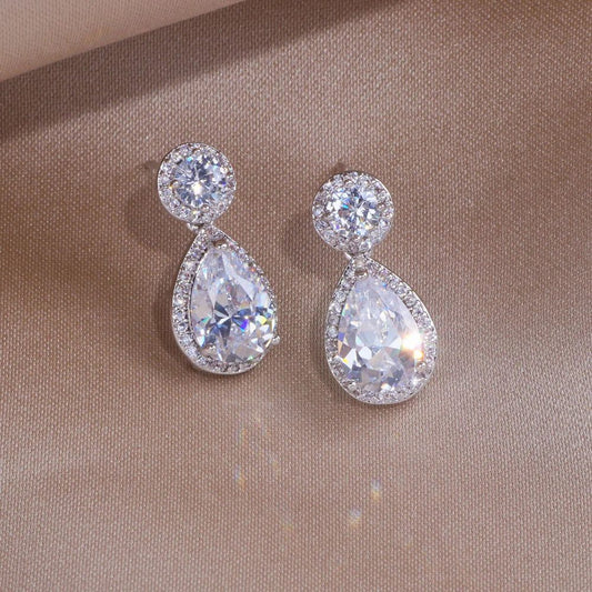 Elegant Water Drop Zirconia Earrings for Weddings