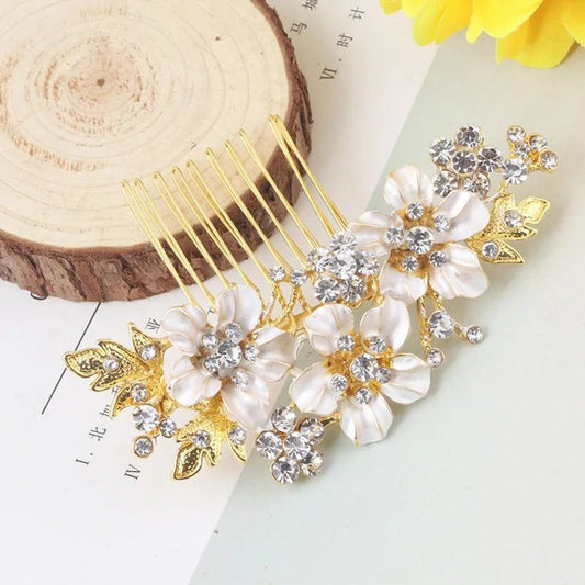 Elegant Floral Crystal Pearl Wedding Hairpin