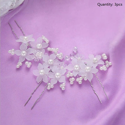 Elegant Floral Crystal Pearl Wedding Hairpin