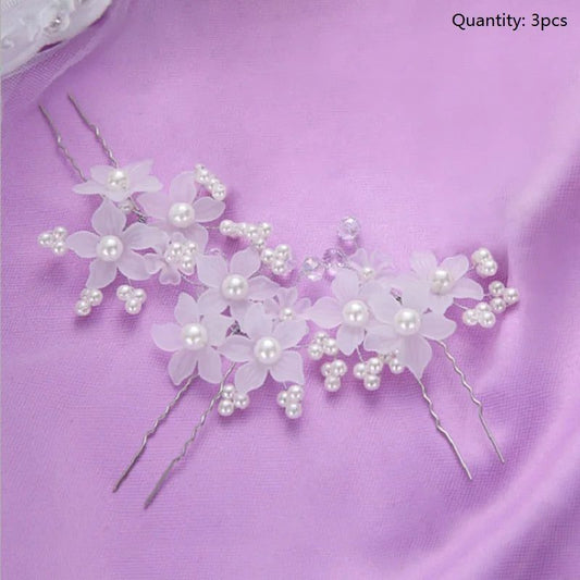Elegant Floral Crystal Pearl Wedding Hairpin