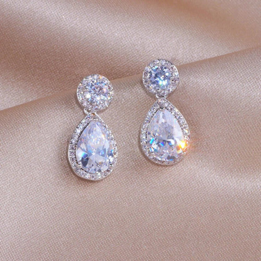 Elegant Water Drop Zirconia Earrings for Weddings