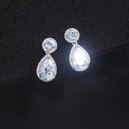 Elegant Water Drop Zirconia Earrings for Weddings