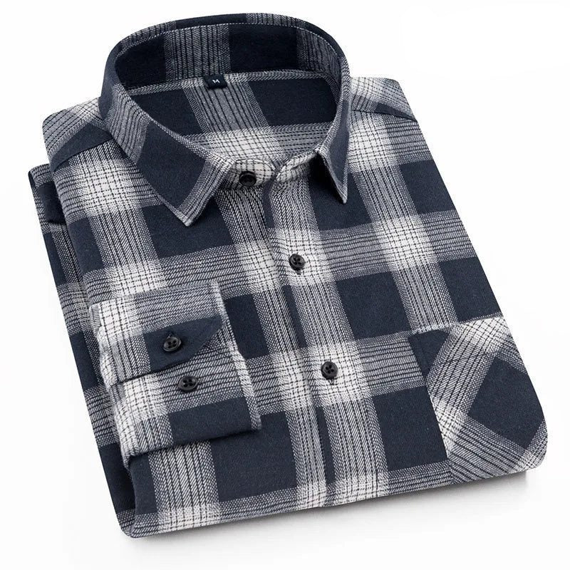 Men's Flannel Plaid Shirt for Autumn 2024