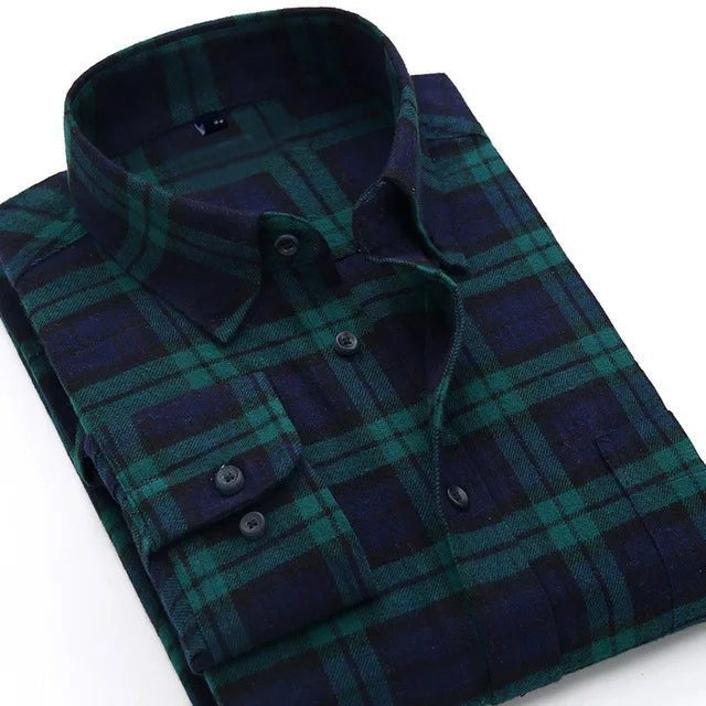 Men's Flannel Plaid Shirt for Autumn 2024