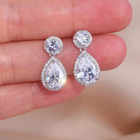 Elegant Water Drop Zirconia Earrings for Weddings