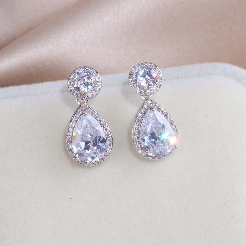 Elegant Water Drop Zirconia Earrings for Weddings