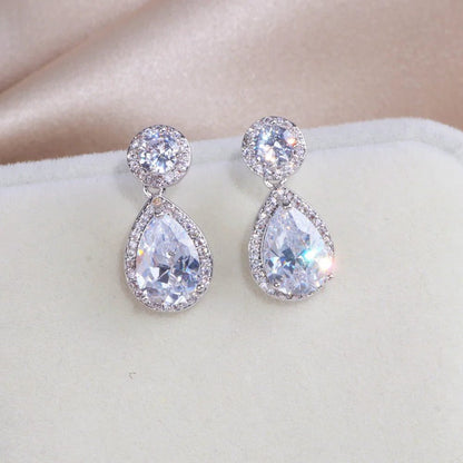 Elegant Water Drop Zirconia Earrings for Weddings