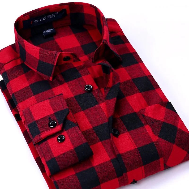 Men's Flannel Plaid Shirt for Autumn 2024