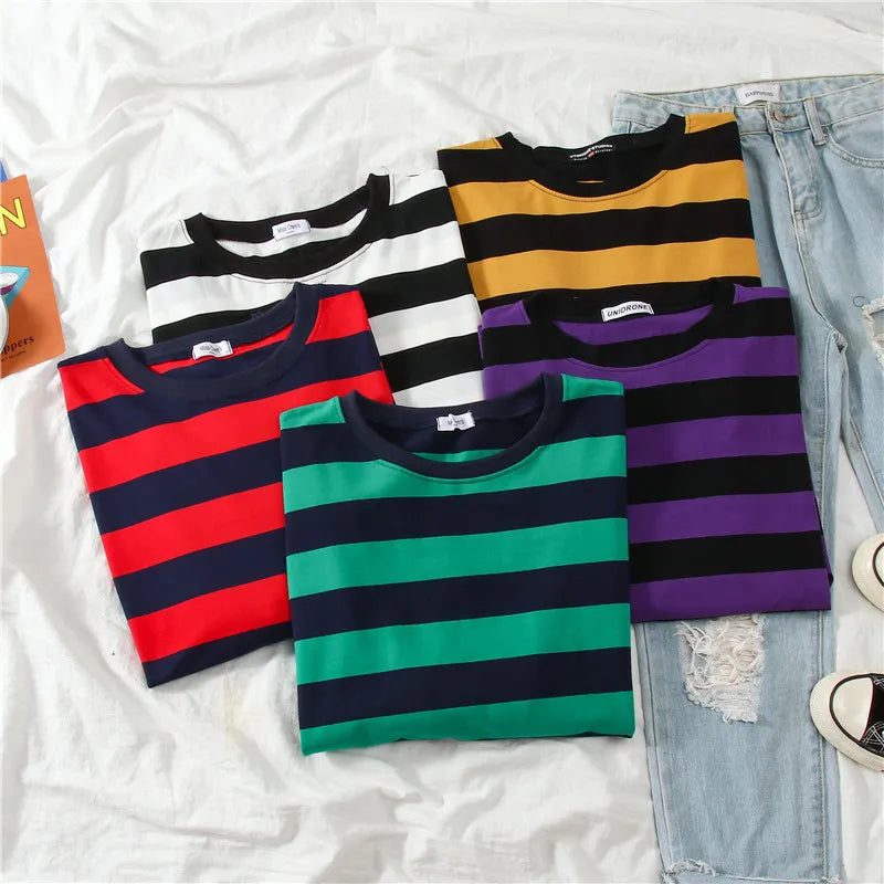 Women's Striped Cotton Long Sleeve T-Shirt