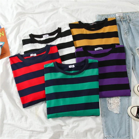Women's Striped Cotton Long Sleeve T-Shirt