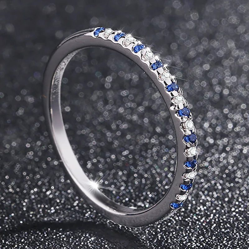 Natural Sapphire Engagement Ring in Sterling Silver