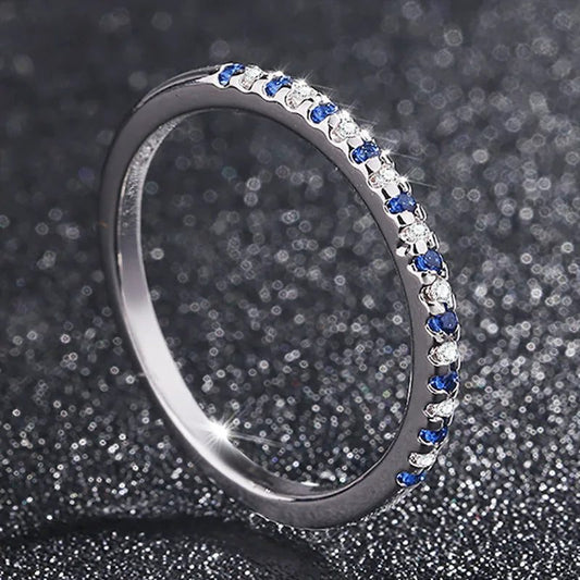 Natural Sapphire Engagement Ring in Sterling Silver