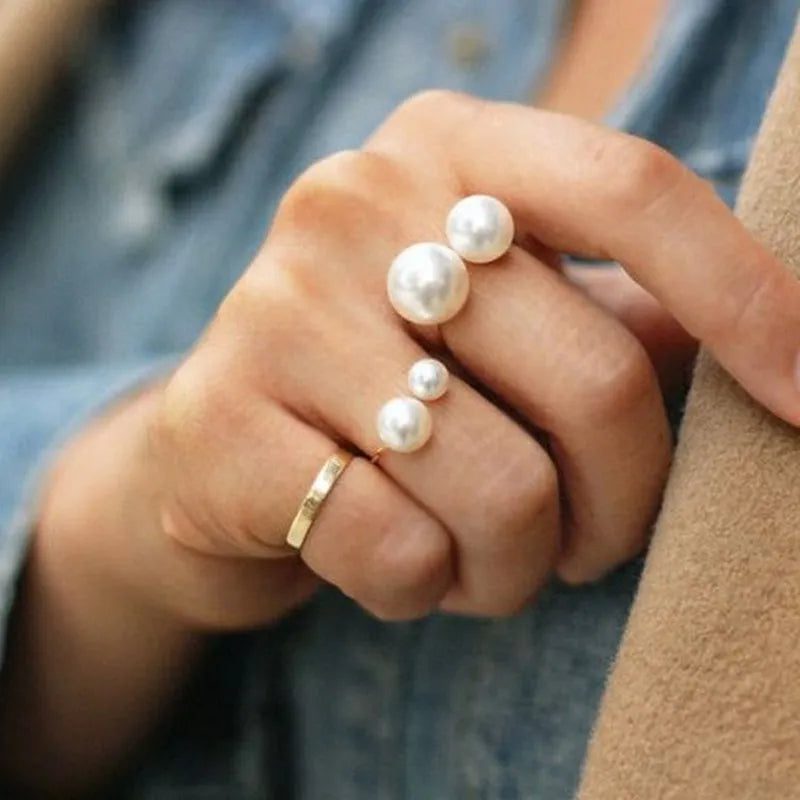 Adjustable Pearl Rings for Women - Fashion Jewelry