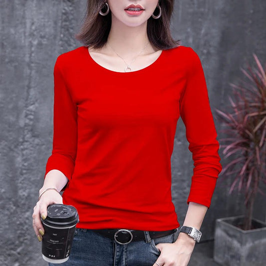 Chic Long Sleeve V-Neck Cotton T-Shirts
