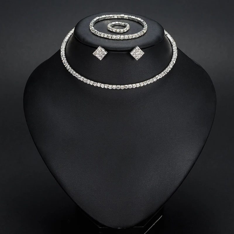 Classic Rhinestone Wedding Jewelry Set for Brides