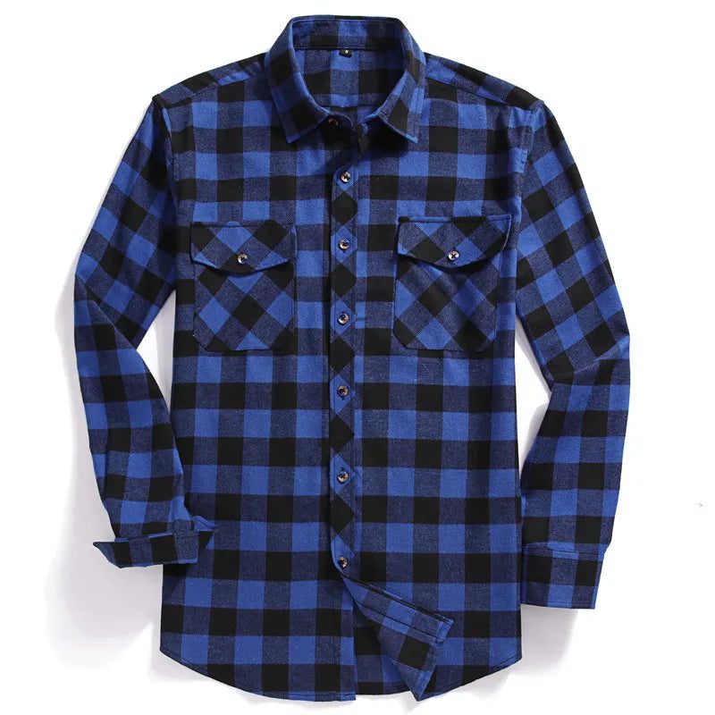 Men's Flannel Plaid Button-Up Shirt - Fall