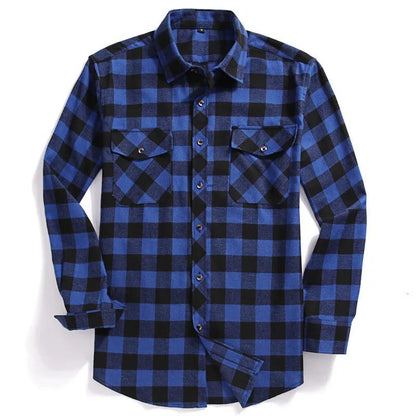 Men's Flannel Plaid Button-Up Shirt - Fall