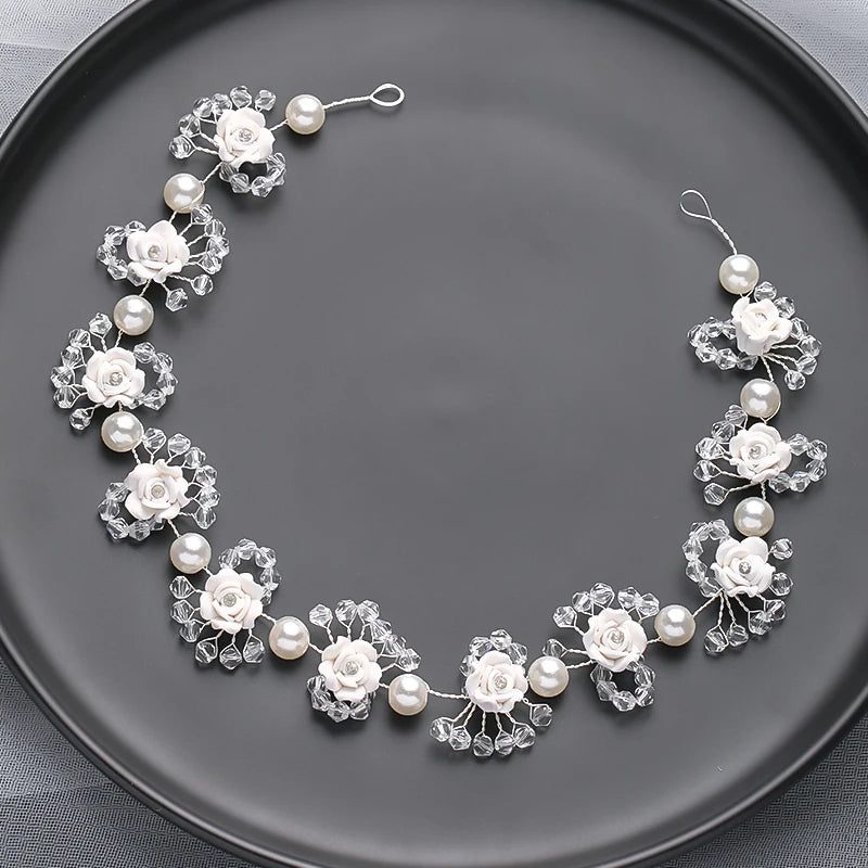 Handmade Silver Pearl Hair Bands for Weddings