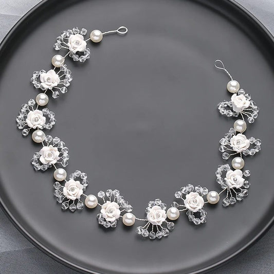 Handmade Silver Pearl Hair Bands for Weddings