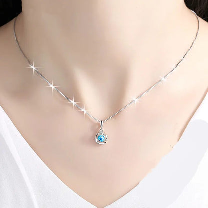 Natural Blue Crystal Sapphire Pendant Necklace for Women