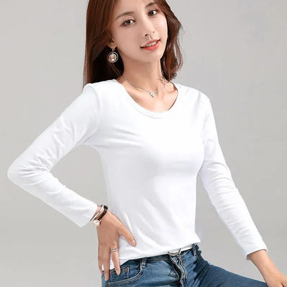 Trendy Long Sleeve Cotton T-Shirts for Women