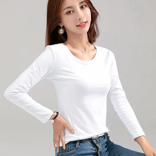 Trendy Long Sleeve Cotton T-Shirts for Women