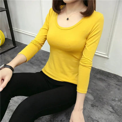 Trendy Long Sleeve Cotton T-Shirts for Women
