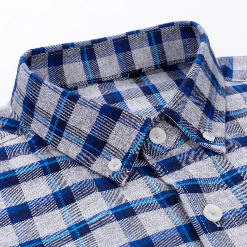 Men's Casual Flannel Shirt Long Sleeve Gingham
