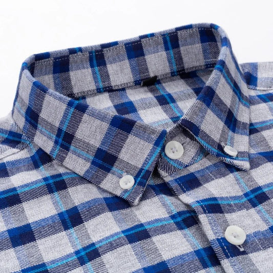 Men's Casual Flannel Shirt Long Sleeve Gingham