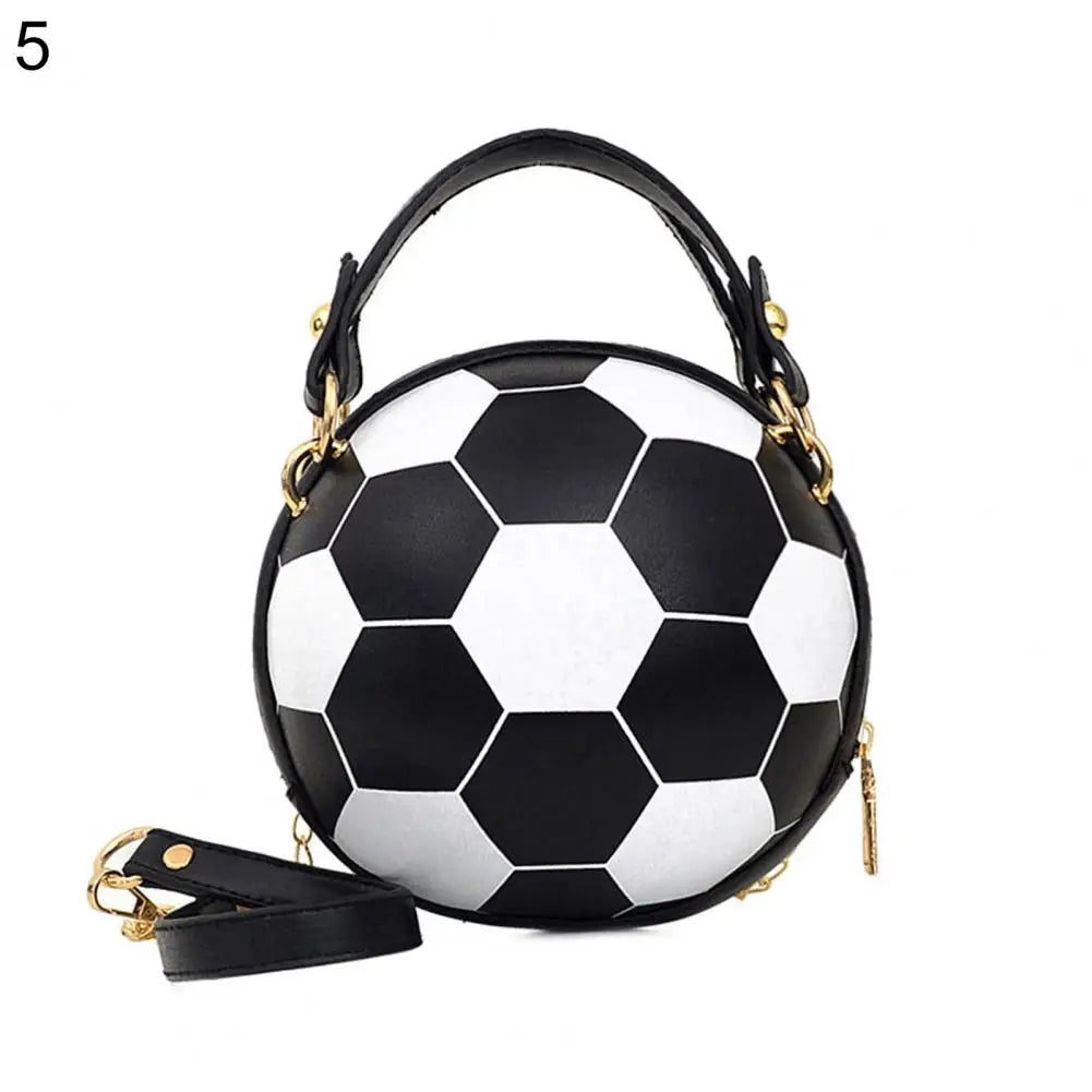 Chic Round Faux Leather Crossbody Handbag